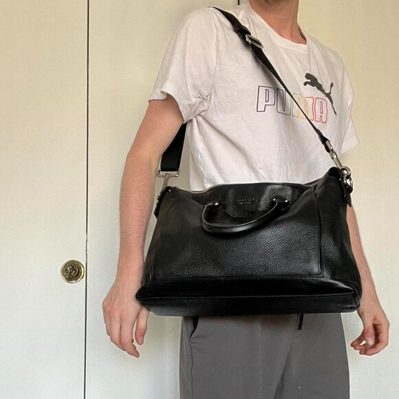 Coach Black Leather Shoulder Bag with Strap, classic style, genuine leather - Picture 7 of 8